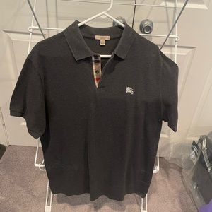 Burberry Polo. Charcoal Grey with Burberry Logo. Size: Large